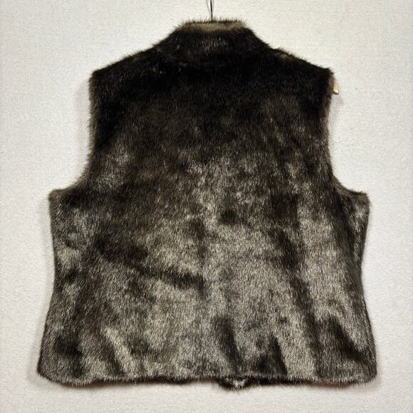 FDJ Faux Fur Vest Chocolate Brown XL Mob Wife Maximalist New Money Statement - Picture 2 of 5